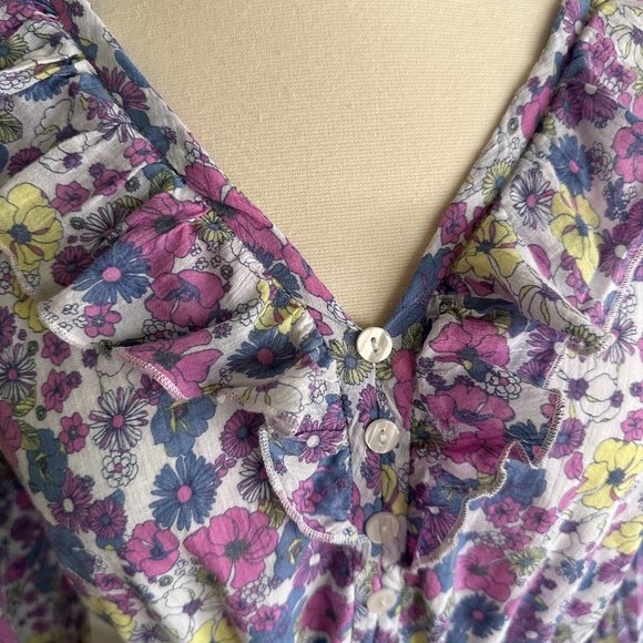 Spring Mod Cloth Ruffling For Flowers Midi Dress, Size 14 - Picture 3 of 15